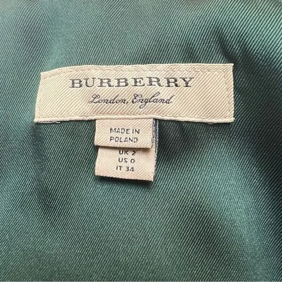 Burberry Ladies Long-sleeve Silk Wool Shift Dress Green US 0 NEW - Picture 11 of 11